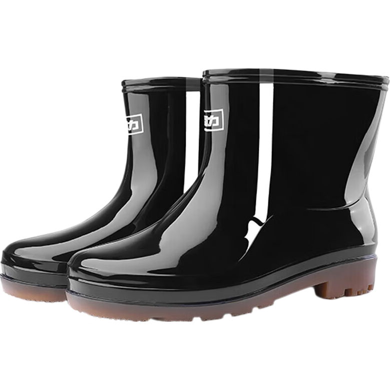 Warrior Men's Rain Boots Fashion Outdoor Waterproof Non-slip Durable HL557 Black Size 43