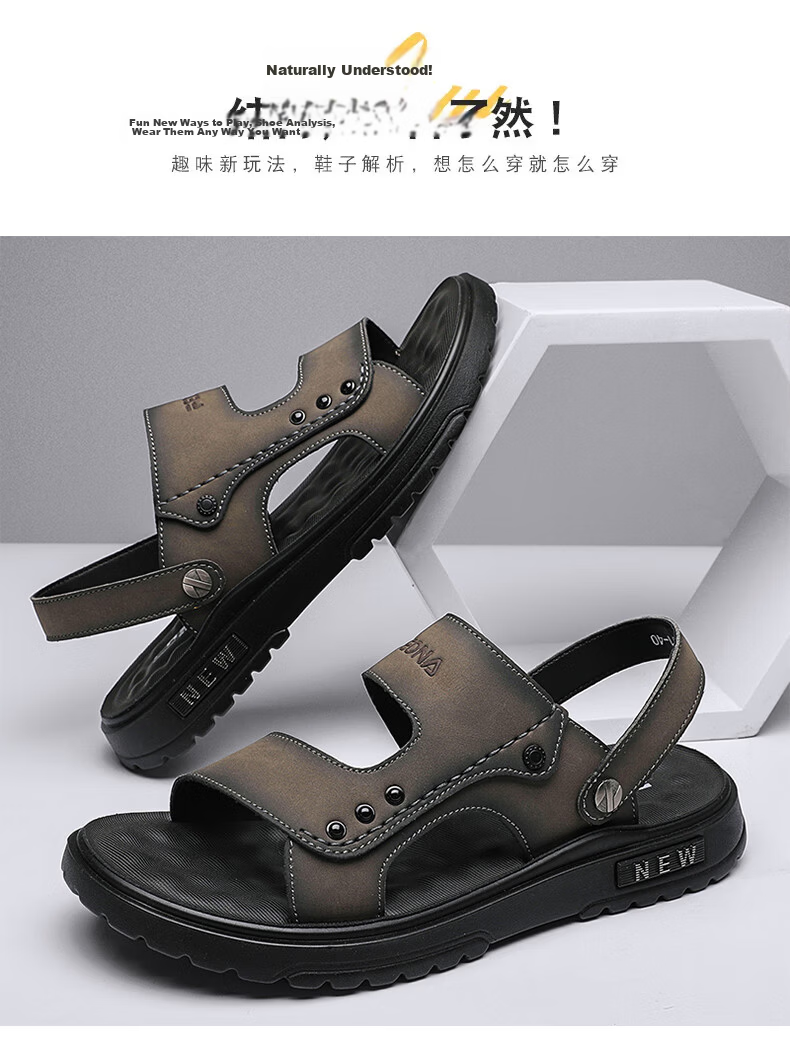 CARTELO Men's Sandals, Summer Breathable Outdoor Beach Shoes, Men's Hole Shoes, Soft-Soled Slippers for Men, 1228 Black, Size 42 2