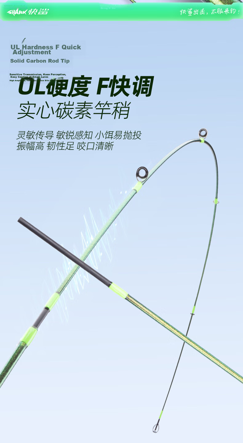 FishingFans Quick Shark Ma Kou Micro Lure Rod UL Solid Tip Stream Casting Beginner Rod 1.5m Straight Handle Spinning Reel Combo 6
