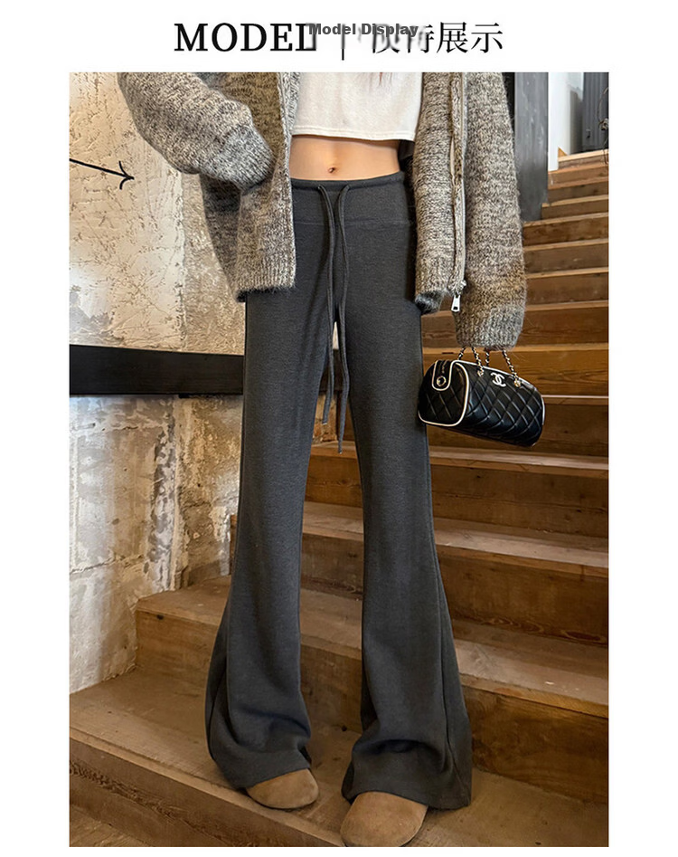 Demana Women's Wool Blend Pear-Shaped Flared Pants Wool Casual Trousers Slim Fit Spring Autumn 8