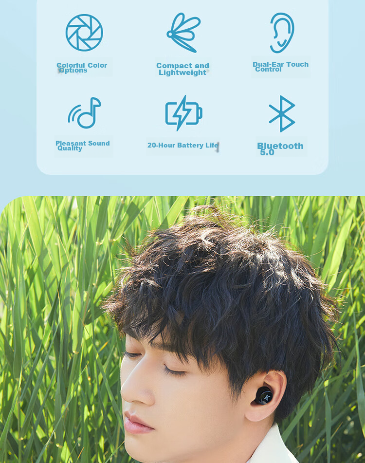 KUGOU Rainbow Candy [42-Hour Music Bean] 6.0 Bluetooth In-Ear Wireless Earphones Low Latency Gaming Call Long Battery Life Mini for Huawei Xiaomi M56s 3