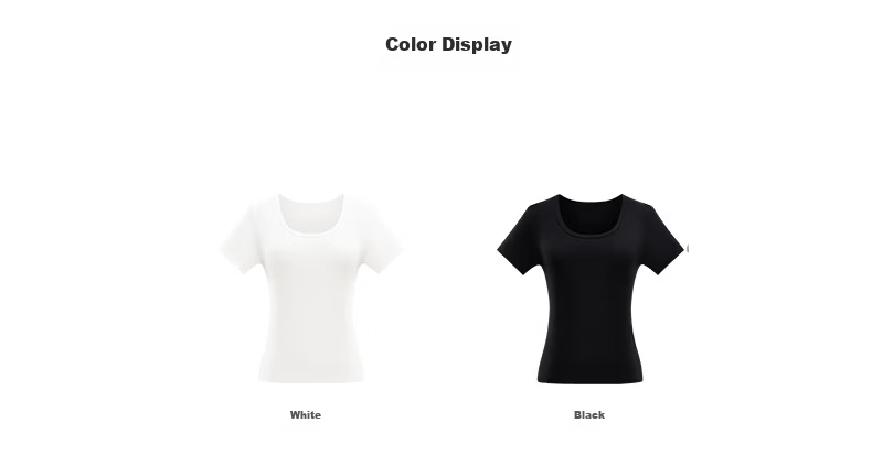 TUCANO Women's Short Sleeve T-Shirt Summer Cotton Solid Color Thin Stretch U-Neck Slim Fit Top Black 2XL 7