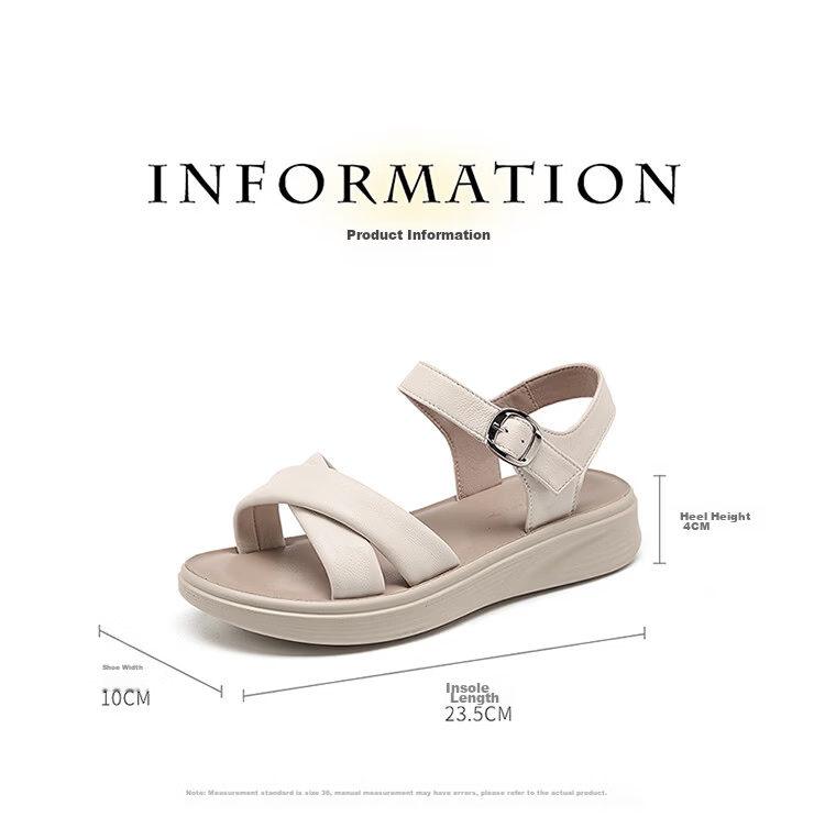 Red Dragonfly Women's Sandals Soft Sole Comfortable Beach Shoes Thick Sole Lightweight Middle-aged and Elderly Flat Mom Shoes WTK264821 Off-white 37 10