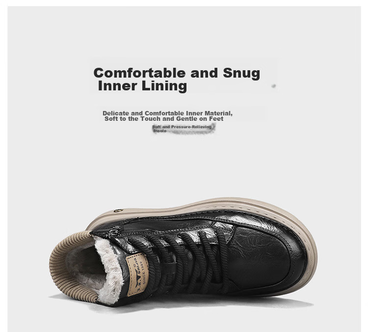 G.N.Shi Jia Men's Martin Boots 2025 Winter New Plush High-Top Shoes Thick Sole Height Increasing Warm Cotton Casual Shoes for Men 8