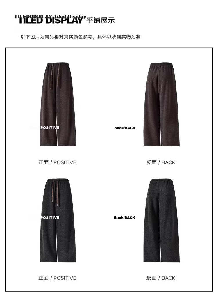 LADY IDEAL Brushed Casual Pants for Women 2025 Spring New Draped Straight Loose Wide-Leg Pants Black M 4