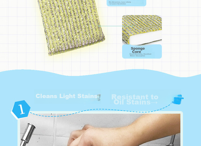 Miaojie Color Stripe Soft Scrubbing Cloth 4 Pieces x 3 Bags Cleaning Dishcloth Degreasing Kitchen Essential 6
