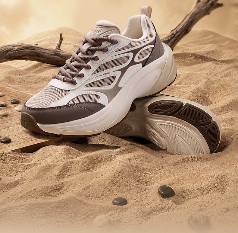 ERKE Men's Sports Shoes Leather Mesh Breathable New Casual Thick Sole Dad Shoes Fengxiwu 3.0 2