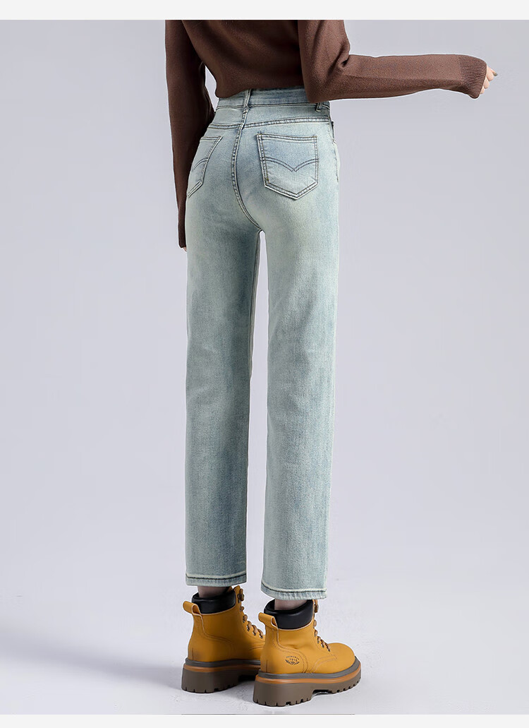 Yipintiancheng High-Waisted Slim Straight-Leg Cigarette Pants for Women, 2025 Autumn Season, Petite Nine-Tenths Length, Comfortable Jeans for Wome 10