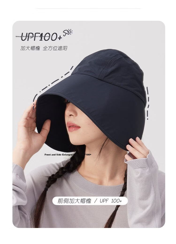 Lagur Large Brim Sunshade Lightweight Sun Protection Fisherman Hat for Women with Ponytail Hole Black 4