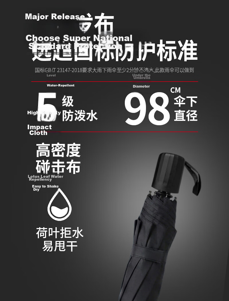 YUHANG 8-Rib Manual Black Sunshade Umbrella UV Protection Rain Umbrella for Students JD Self-Operated 3