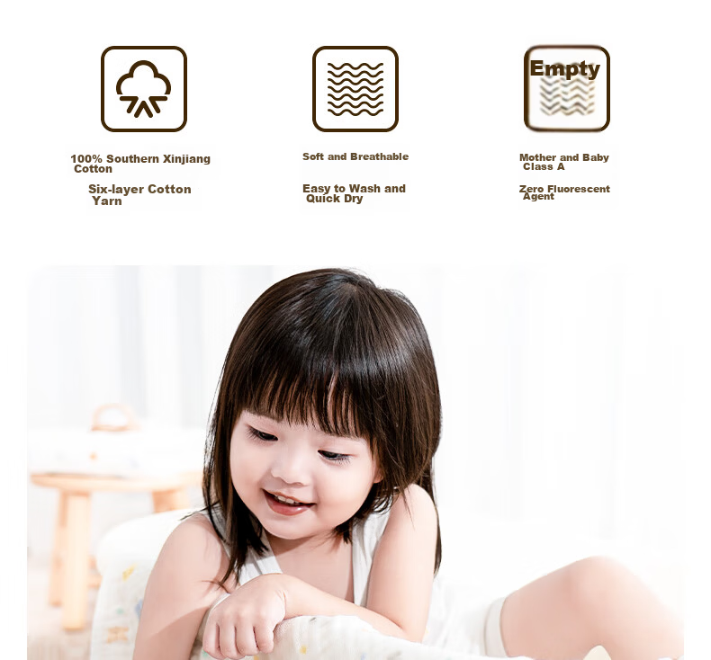 Jinhao Baby Infant Pure Cotton Bath Towel 7A Antibacterial Six-Layer Gauze Absorbent Large Bath Towel Children's Blanket 2