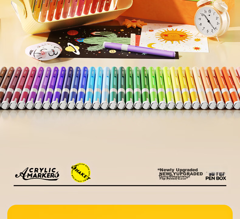 M&G Stationery, 48-Color Big Ink King Direct Liquid Acrylic Soft-Tip Markers, Student Children's Watercolor Pens, Drawing Pens, Painting Brushes, Colored Pens, Birthday Gift 17
