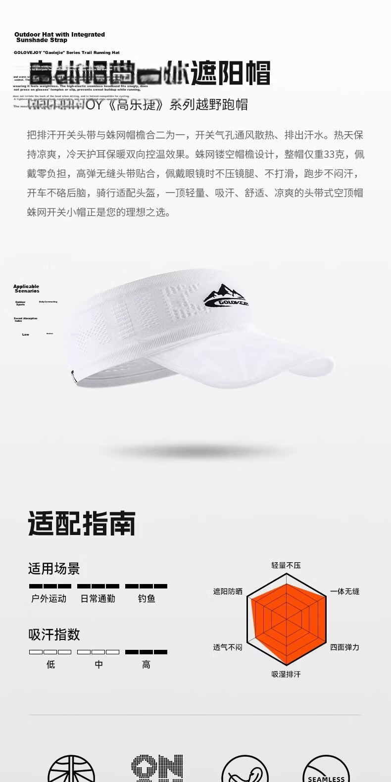 GOLOVEJOY Lightweight Breathable Sweat-Absorbing Outdoor Running Sun Hat Cap for Men and Women, Black 2