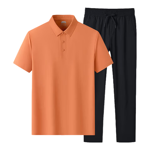 SHANSHAN Father's Day Practical Short Sleeve POLO Set Men's T-Shirt Two-Piece Pants Dad Summer Clothing