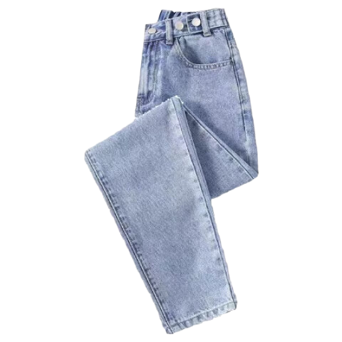 Jeanswest Women's Autumn Casual High-Waist Slim Fit Fashion Straight Narrow Blue-Grey Jeans L