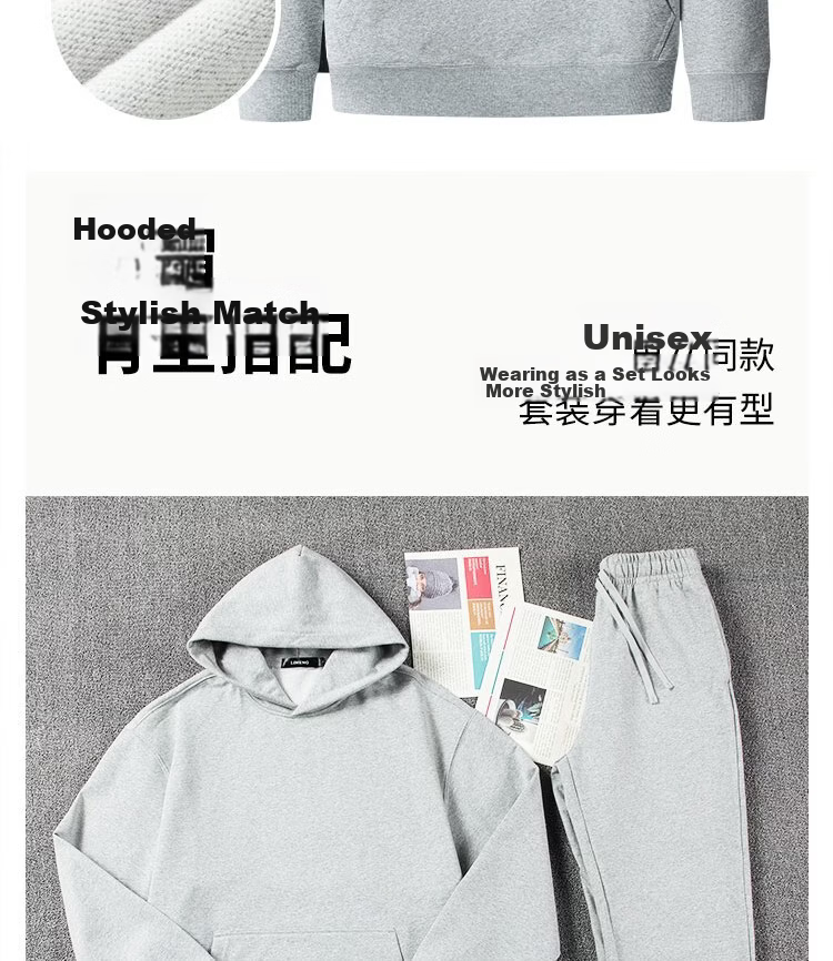 LIMENG Casual Men's Wide-Leg Sports Straight Pants 430g Thickened Sweatpants Unisex Long Pants Black XL 2
