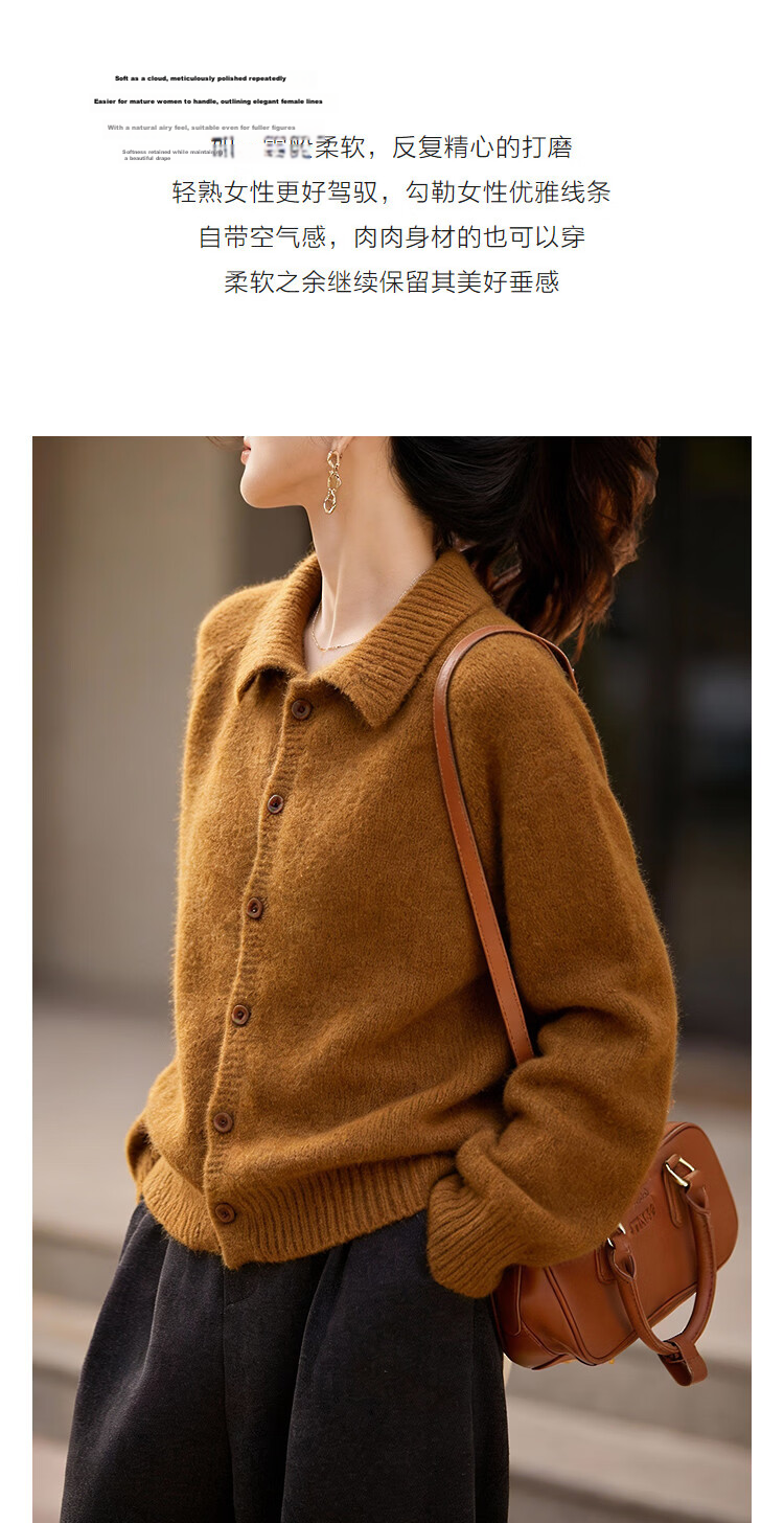 Demana [With Wool] Winter Vintage Hong Kong Style Turn-Down Collar Soft Stretch Knit Loose Slim Sweater for Women Premium Feel 5