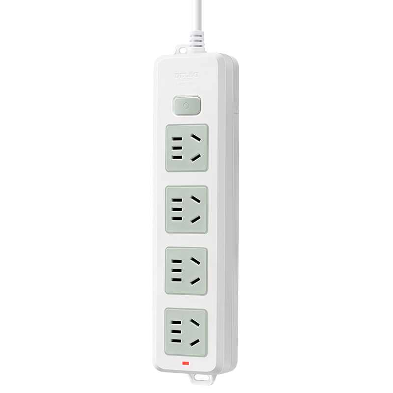 DELIXI New National Standard 3C Certified Classic Color Block Power Strip with 4 Outlets, Master Switch, 1.8m Cord for Home Office Dorm Desktop Use