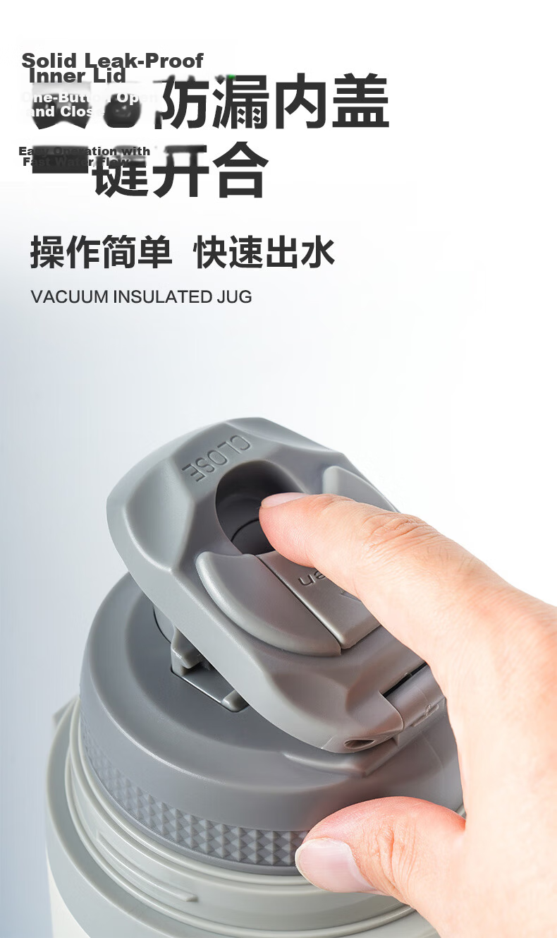 LOCK&LOCK Insulated Bottle Large Capacity Winter Warm Summer Cool Hot Cold Ice Car Home Stainless Steel Portable Pot Ivory White 1.8L 7