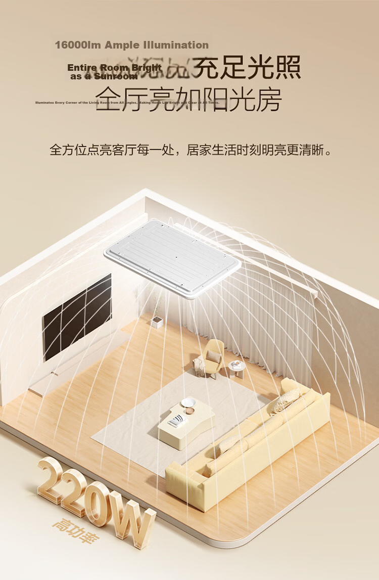 BULL Ceiling Light Living Room Main Light Full Spectrum Eye Protection Bedroom Lamp with Installation Package XD10 3
