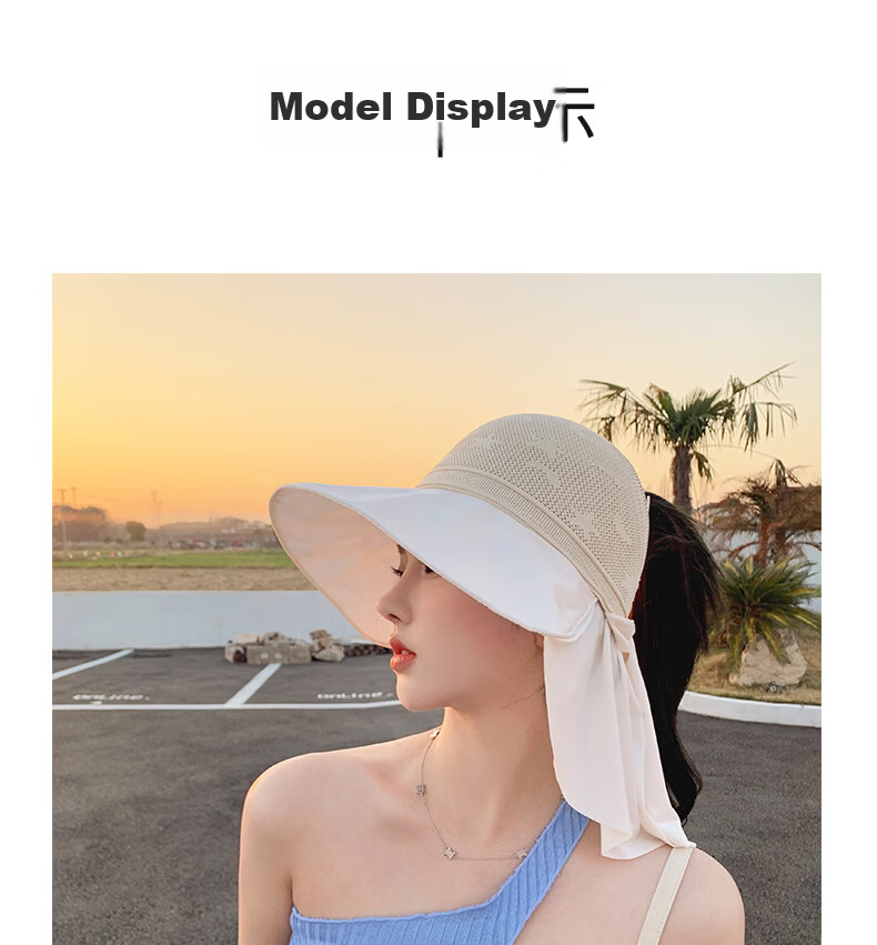 TUCANO Women's Summer Open-Top Sun Hat with Wide Brim Outdoor Cycling Face-Covering UV Protection Shawl Sunshade Hat 9