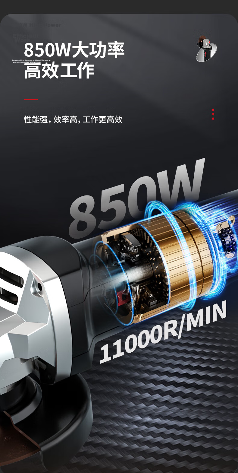 Delixi Electric 800W Angle Grinder High Power Handheld Grinding Cutting Polishing Tool Side Switch 6