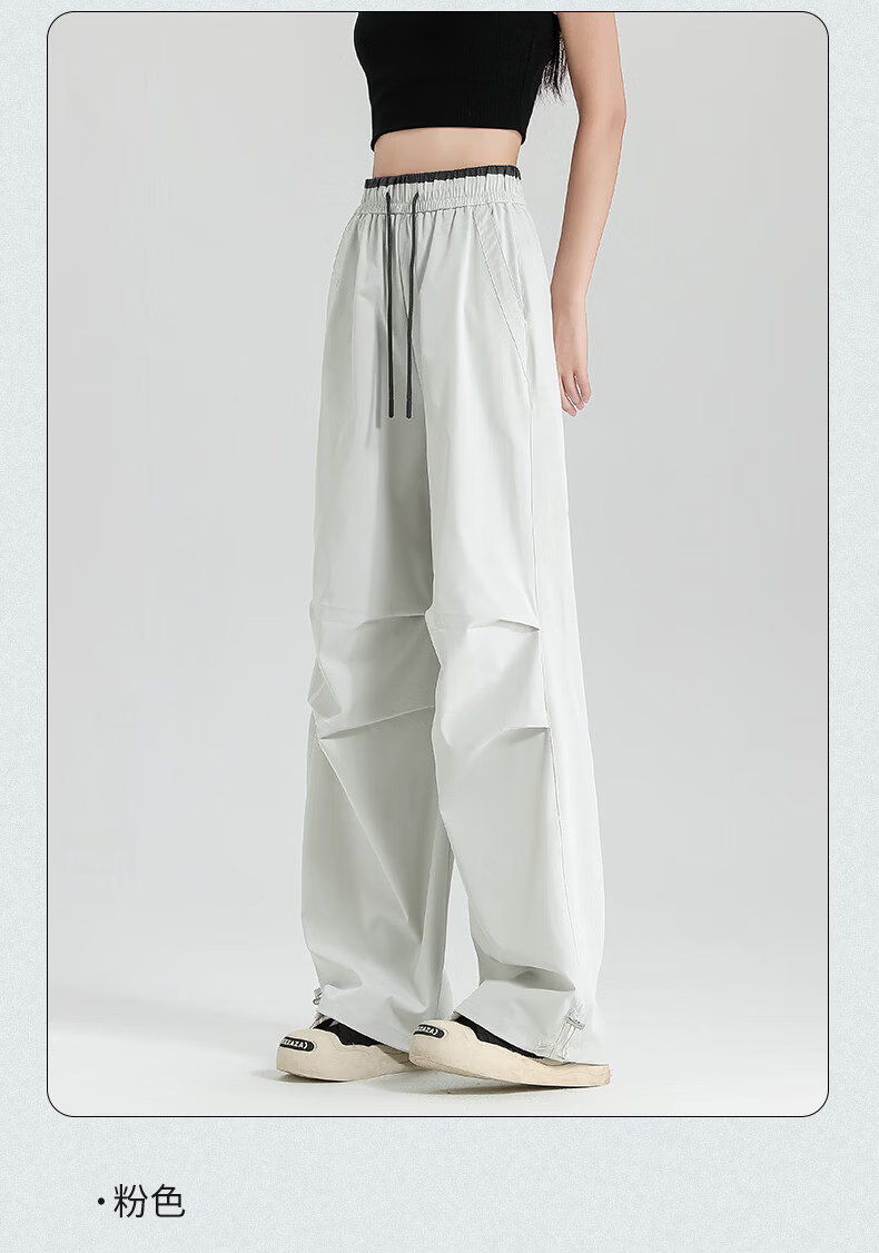 Borui Women's Summer Lightweight Ice-Feel American Work Pants Cool Paratrooper Outdoor Workwear Casual Straight-Leg Wide-Leg Pants 21
