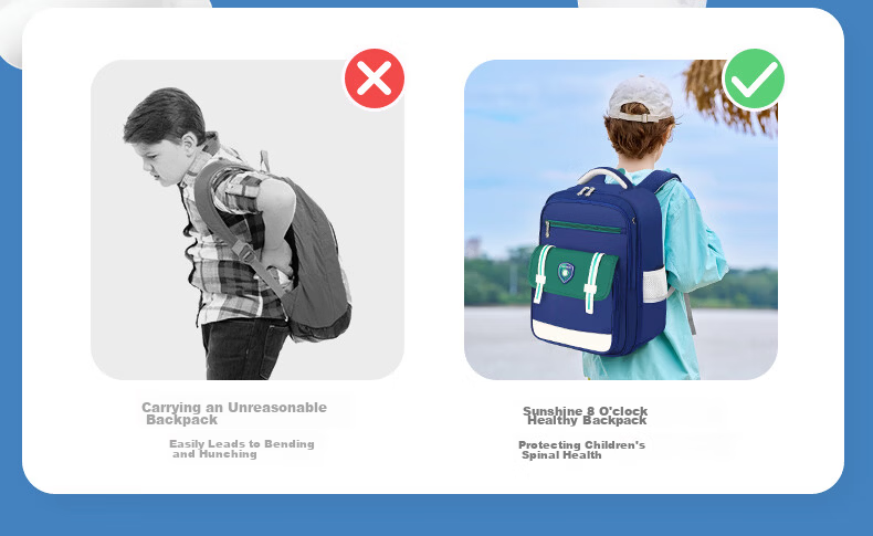 Sunshine 8 O'clock School Backpack for Elementary Students Grades 1-3-4-6, Ergonomic Spine Protection, Lightweight, Unisex, High-Value, Anti-Drop, Reflective Children's Bag 7