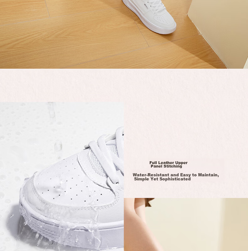 361° Qinghe 2 New Trendy Platform Leather Casual Sneakers Women's White Shoes 682636618-1 8