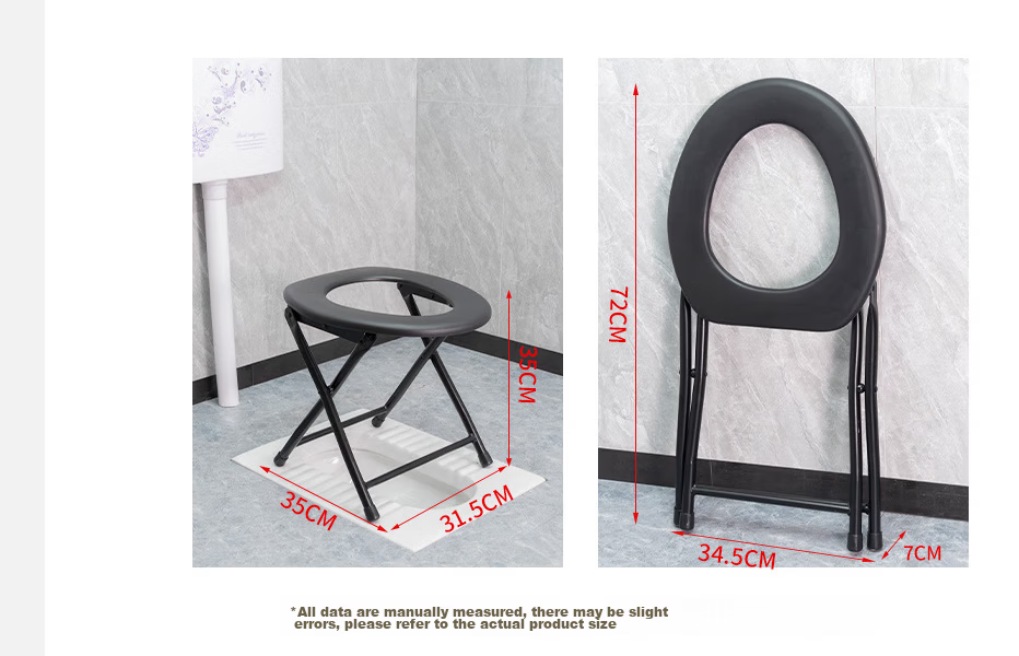 Miaoxinsi Folding Commode Chair for Elderly Patients and Pregnant Women Portable Toilet Stool with Squat-to-Seat Conversion 5