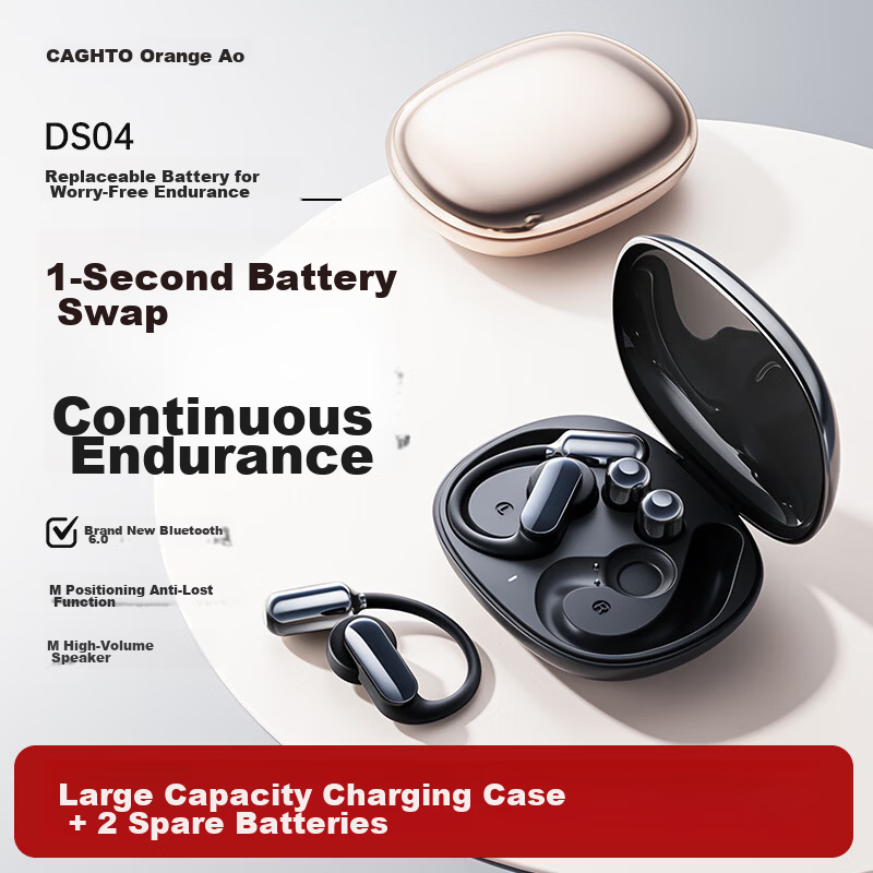 Chengao Clip-On Bluetooth Earphones AI Translation Open-Ear Sports Running Cycling Ear Hook Long Battery Life Noise Cancelling Gaming Low Latency Universal G13Pro Black 1