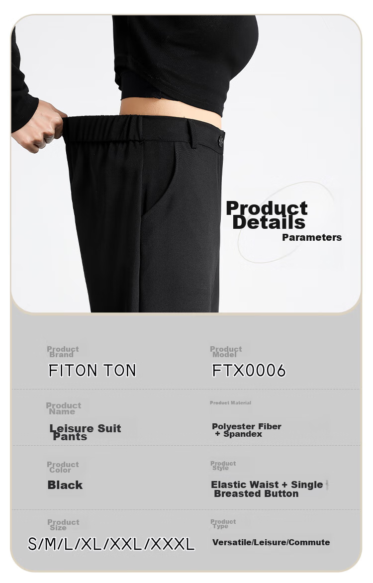 FitonTon Women's Suit Pants, Spring And Summer Slimming High-Waist Draping Floor-Length Trousers, Loose Straight-Leg Business Casual Wide-Leg Pants 6