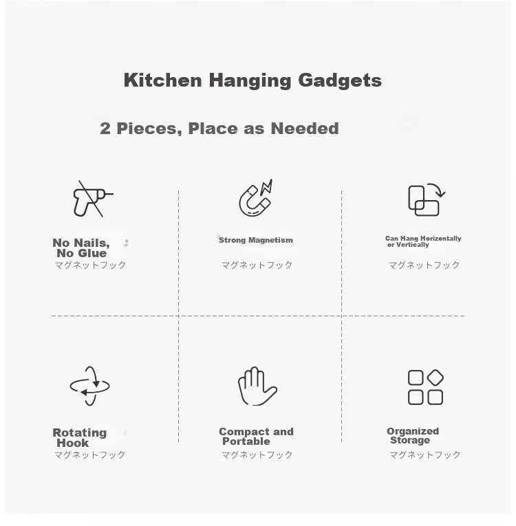 Imakara Strong Magnetic Refrigerator Hook for Kitchen Utensils, No-Drill Hanging Rack for Spoons and Spatulas 2