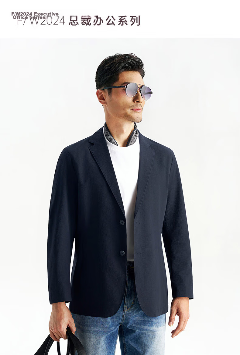 Shirt Lao Luo [Xinyue No.1] Machine Washable Bark Texture Wrinkle-Resistant Portable Business Travel Suit Jacket Single 251B0S513N 1