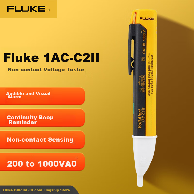 FLUKE 1AC-C2 II Non-Contact Voltage Tester Pen with Audible Indicator and LED Light 200-1000V