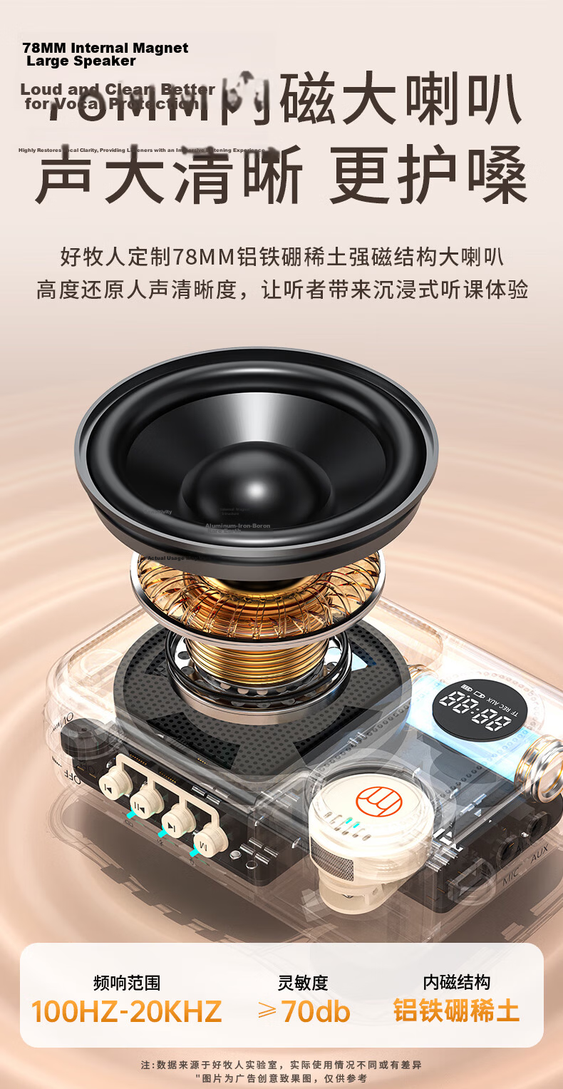 Haomuren Wireless Magnetic Clip-On Microphone, Small Bee Amplifier, Teacher-Specific Bluetooth Anti-Howling Speaker, for Classroom Use, Tour Guide, Outdoor Lecturing, High-Power Amplifier, Teacher's Day Gift 11
