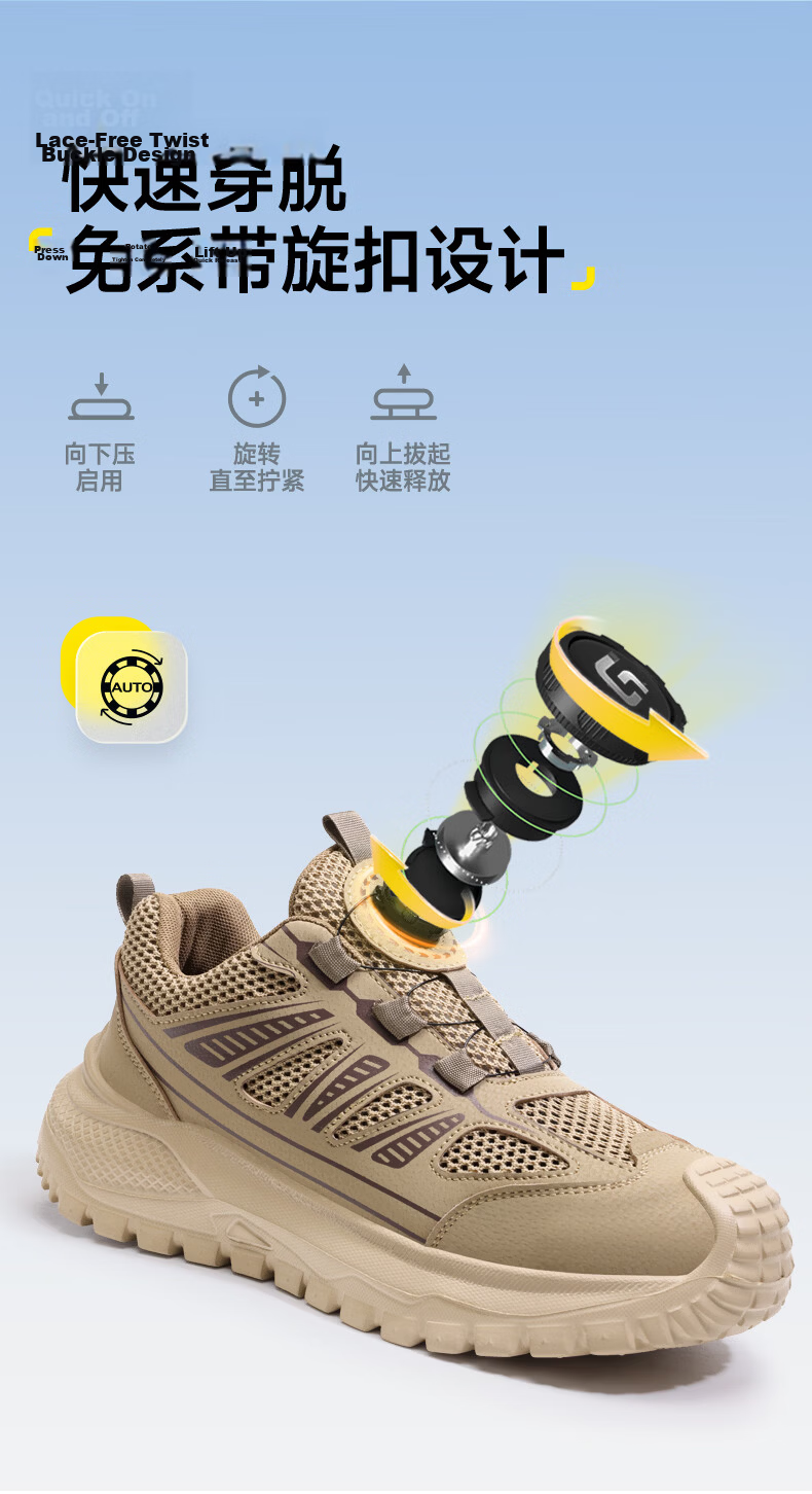 GUYISA Men's Summer Breathable Anti-Smash Steel Toe Anti-Puncture Ultra-Light Comfortable Safety Work Construction Shoes 5003 Size 42 5