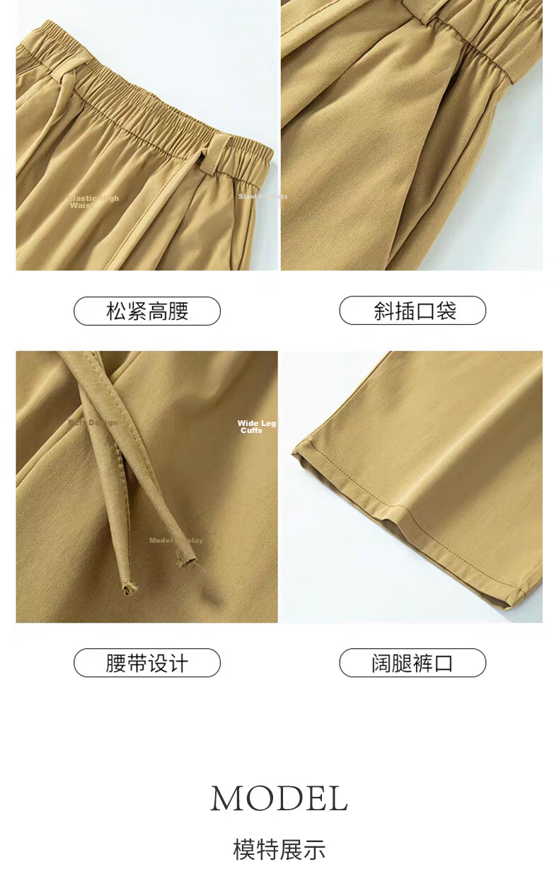 Langsha Women's Summer Thin High-Waist Wide-Leg Breathable Casual Pants Fashion Loose Slimming Trousers 11