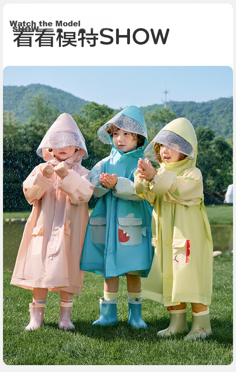 Kocotree KK Tree Kids Raincoat Baby Boys Girls Elementary School Children Split Cape Rain Poncho Kindergarten Rain Gear 27