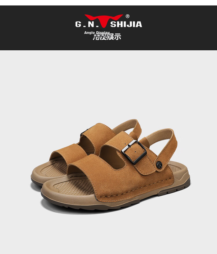 Bull Family Men's Summer Sandals Breathable Versatile Beach Shoes Thick Sole Durable Birkenstock Retro Casual Slippers 22