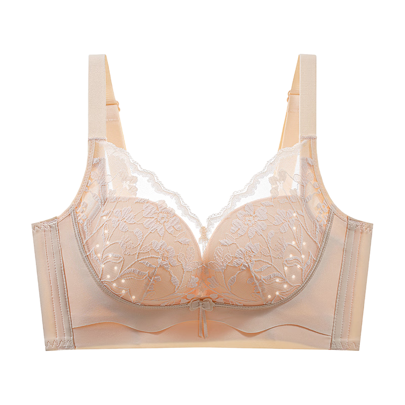 GUJIN Women's Seamless Bra Liquid Foundation Color Lift and Gather Large Bust Minimizing Wireless Breathable Lace Anti-Sagging Bra