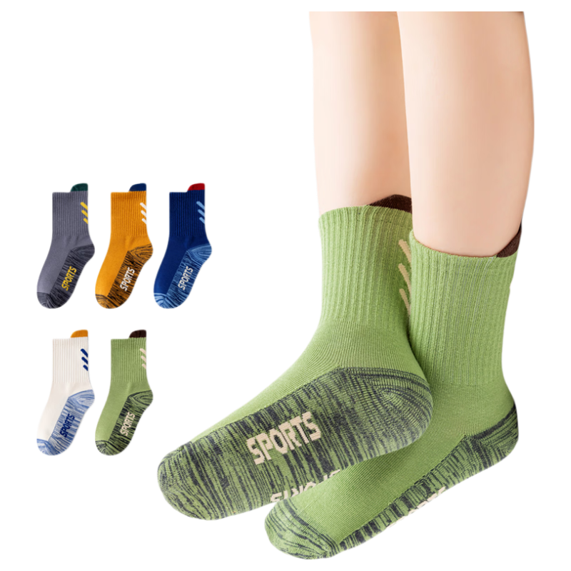 Miiow Boys' 5-Pack Cotton Mid-Calf Socks Autumn Winter Odor-Resistant Sweat-Absorbing Seamless for Kids Teens