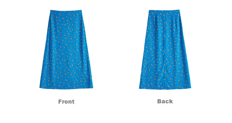 Sllsky Bright Klein Blue Floral A-Line Skirt for Women 2026 Summer Beach Vacation Style 21