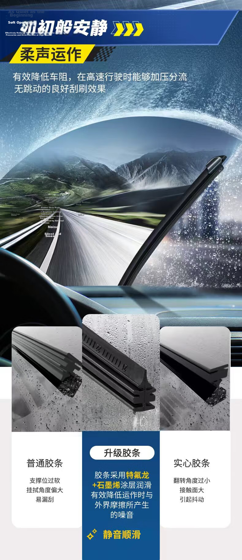 MICHELIN Silent New Frameless Wiper Blades for Volkswagen Magotan 16-24 / Sagitar / Passat / Civic 24/19K 9