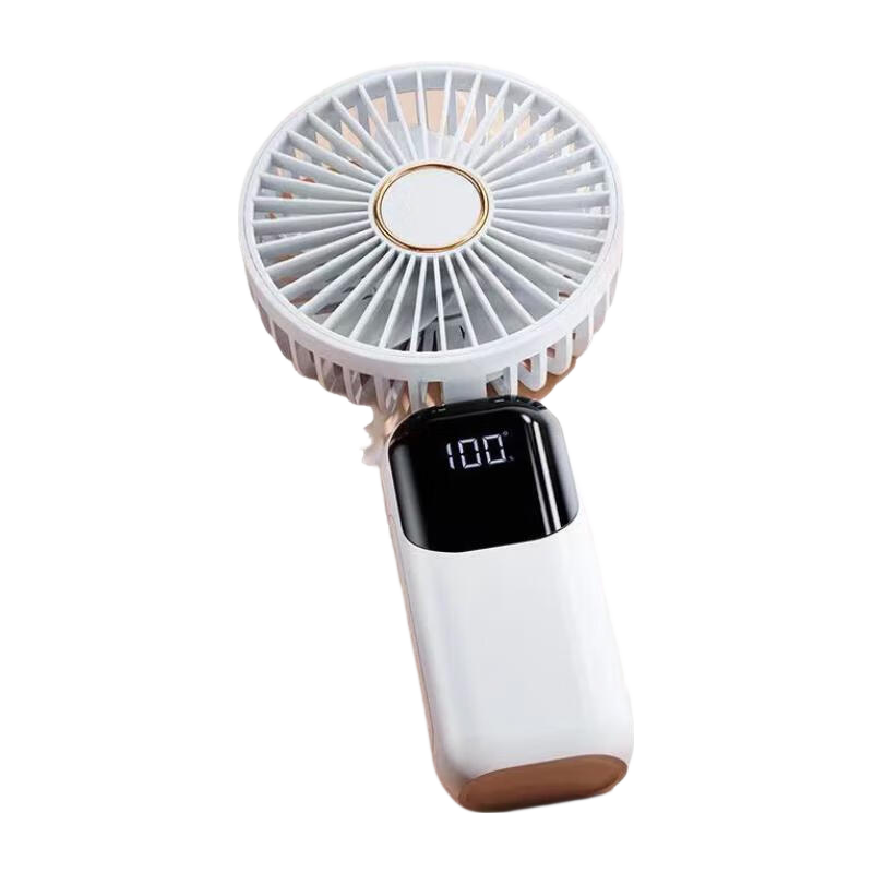 KPD KEEP PURSUING DREAMS Handheld Mini Fan, Multifunctional Smart Digital Display High-Power Portable Rechargeable Fan for Office, Dormitory, Desktop And Outdoor Use, F01 2400 White