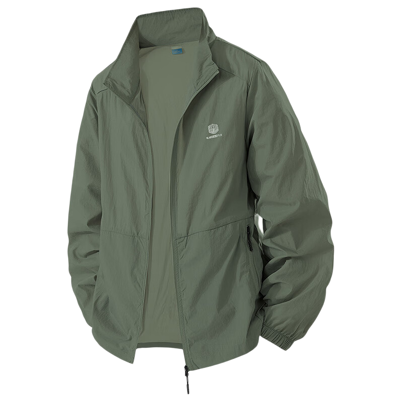 ROMON Sun Protection Jacket for Men, Summer Lightweight Breathable Casual Comfortable Quick-Dry Fashion Skin Coat, Army Green, Size L
