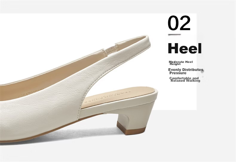 Eierkang Women's Shallow Pointed Toe Low Heel Commuting Professional Single Shoes Open Back Sandals 29870W Off-White Size 37 9