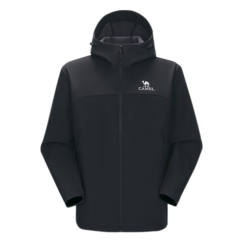 CAMEL Outdoor Softshell Jacket Women 2025 New Spring Autumn Fleece Windproof Hooded Warm Jacket Men XL