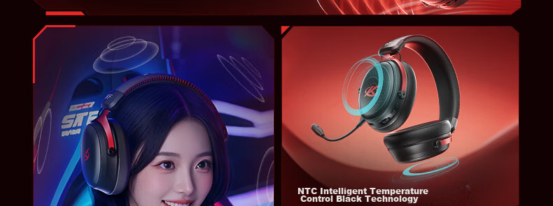 IKF V11 Pro 7.1 Quad-Mode Wireless Gaming Headset Over-Ear 7.1 Surround Sound Bluetooth Wired Esports Delta FPS Valorant Positioning Cranberry Red 20