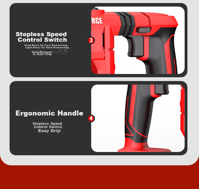 Delixi Electric Lithium Battery Hammer Drill Cordless Rotary Hammer Concrete Industrial Grade Impact Drill 14